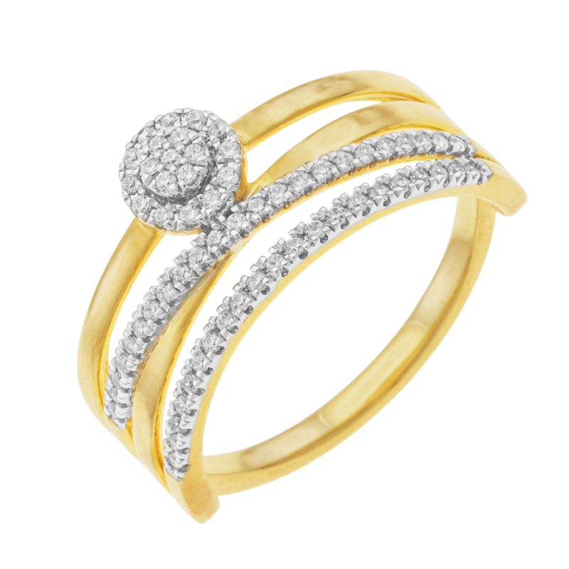 Bague en or jaune et rhodié, diamants