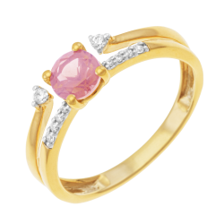 Bague en or jaune et rhodié, tourmaline et diamants