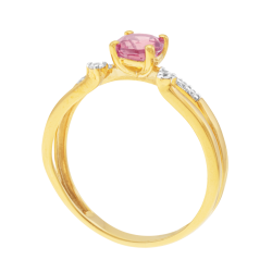 Bague en or jaune et rhodié, tourmaline et diamants