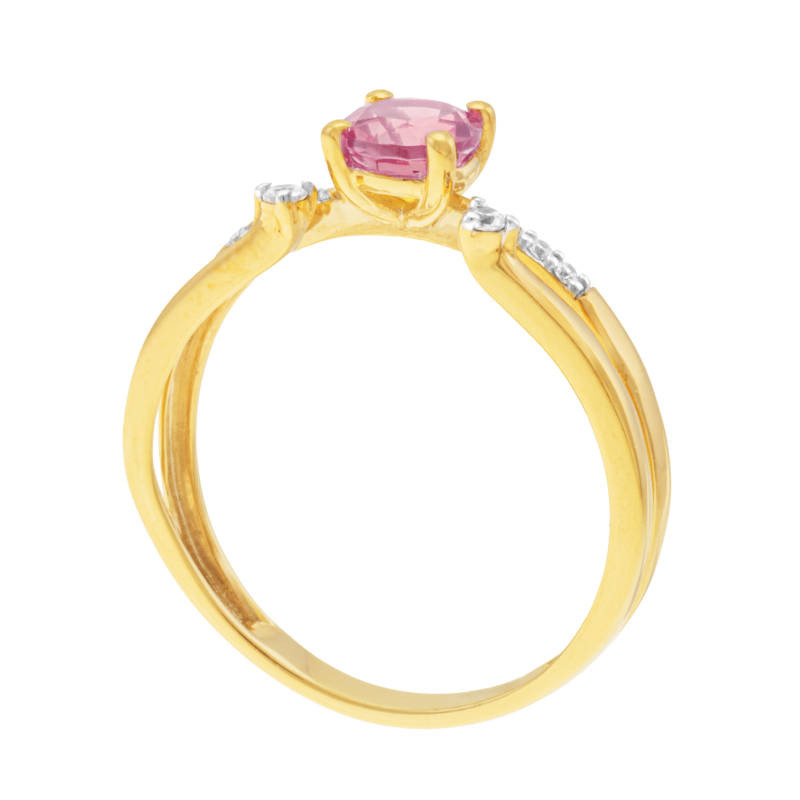 Bague en or jaune et rhodié, tourmaline et diamants