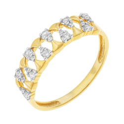 Bague en or jaune et rhodié, diamants