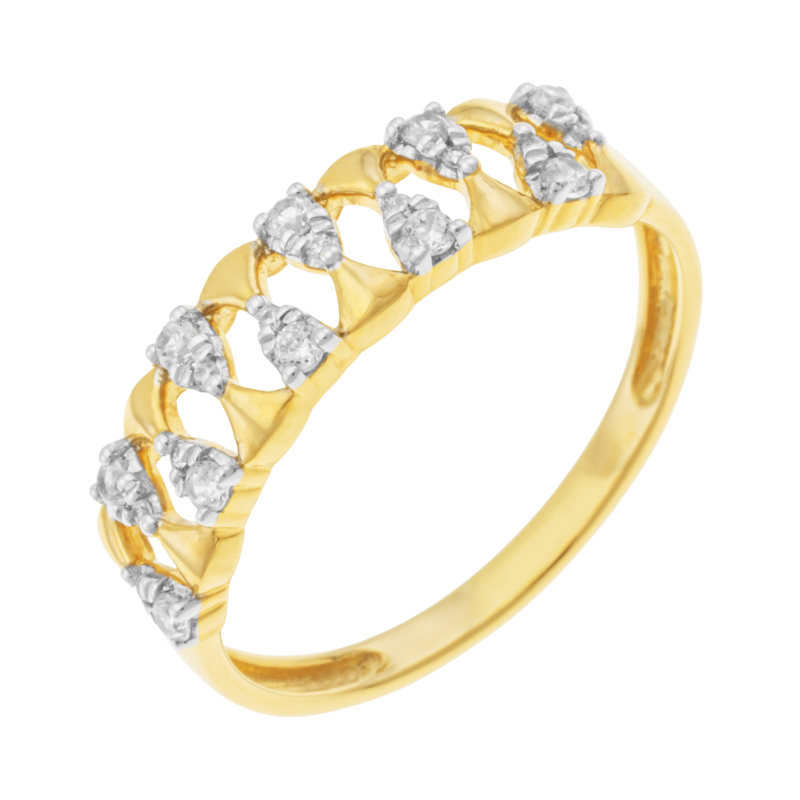 Bague en or jaune et rhodié, diamants