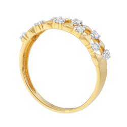 Bague en or jaune et rhodié, diamants