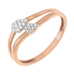 Bague en or rose et rhodié, diamants