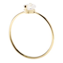 Bague en or jaune, coeur et oxyde de zirconium