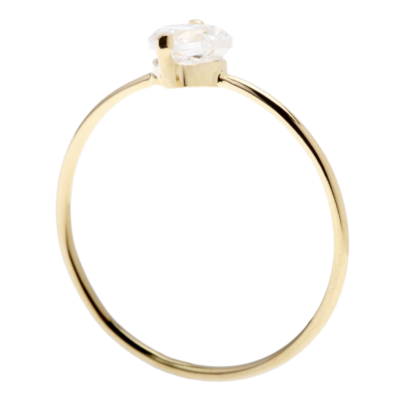Bague en or jaune, coeur et oxyde de zirconium