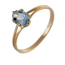 Bague en or jaune et aigue marine