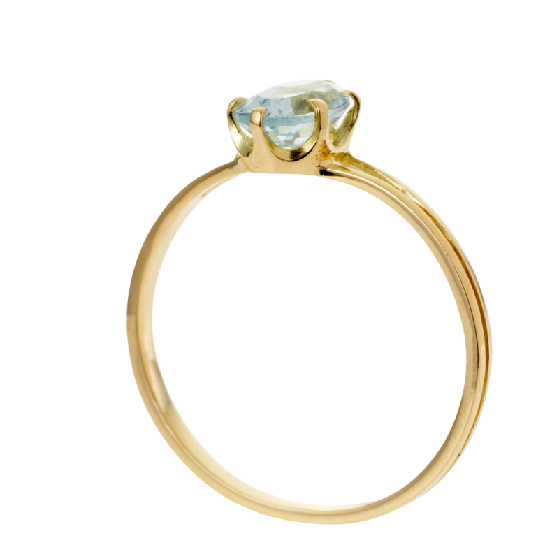 Bague en or jaune et aigue marine
