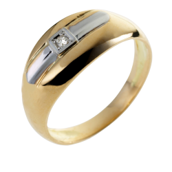 Bague en or jaune rhodié et diamant
