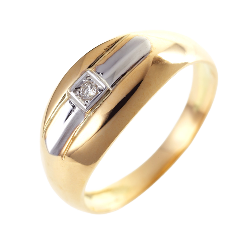 Bague en or jaune rhodié et diamant