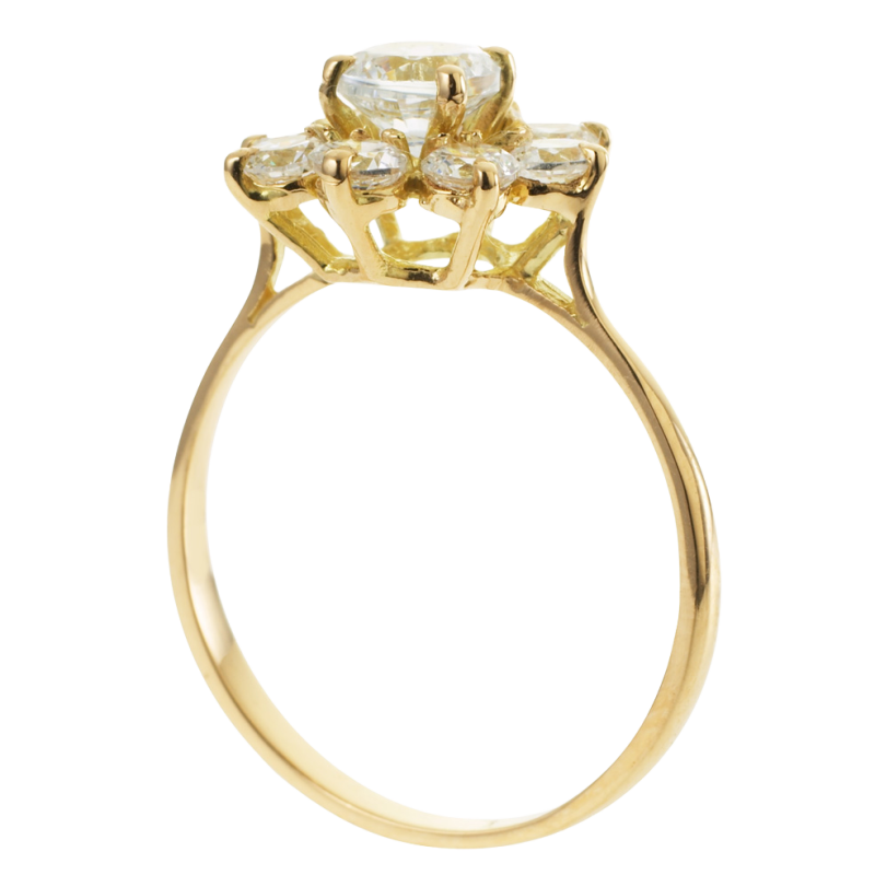 Bague en or jaune et oxydes de zirconium