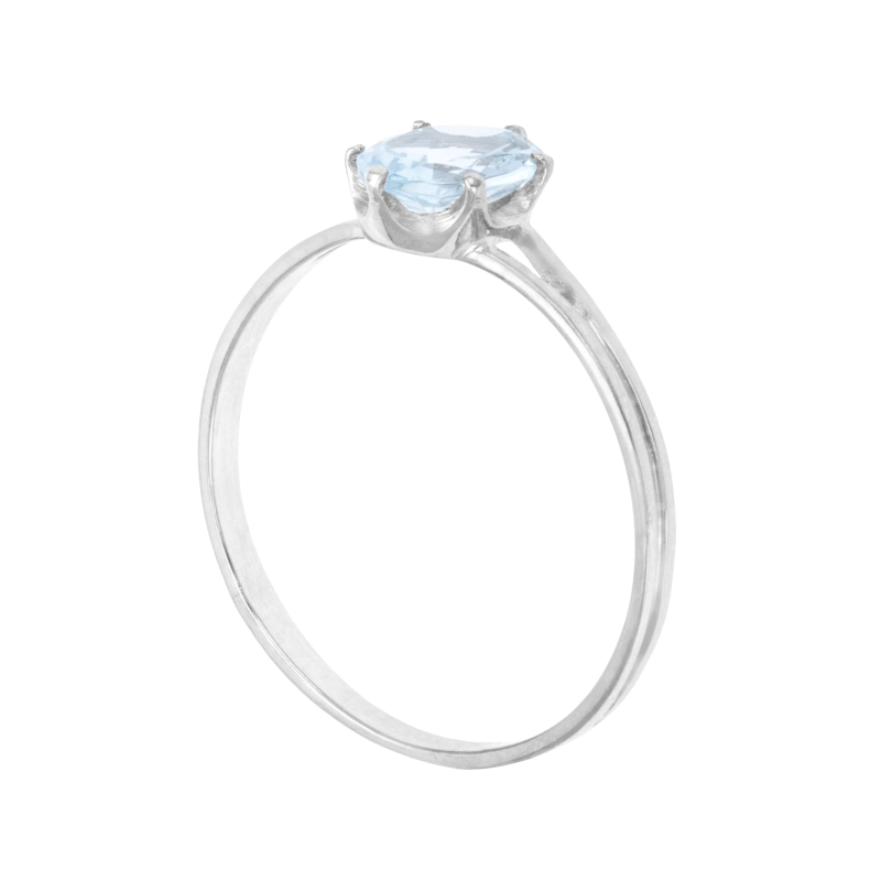 Bague en or gris et aigue marine