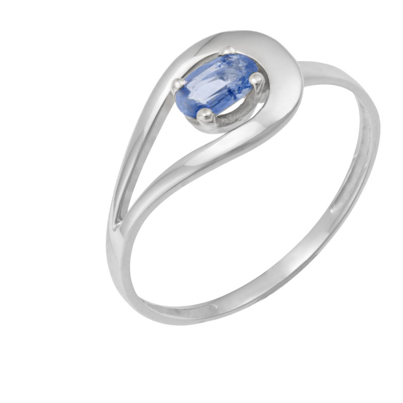 Bague ajourée en or gris et saphir