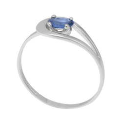 Bague ajourée en or gris et saphir