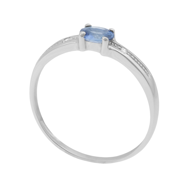 Bague en or gris, saphir et diamants