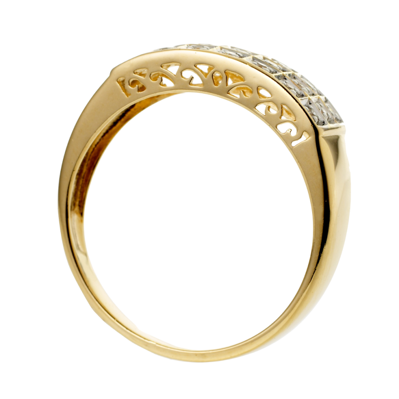 Bague en or jaune rhodié et diamants