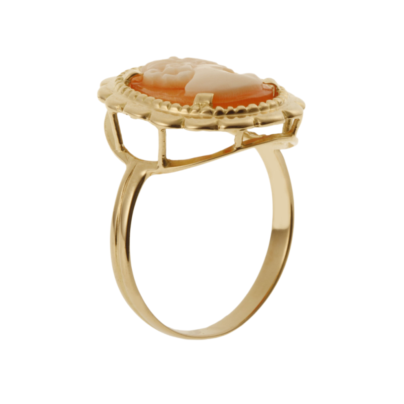 Bague en or jaune et camée coquillage