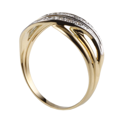 Bague en or jaune rhodié et diamants