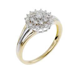 Bague en or jaune rhodié et diamants