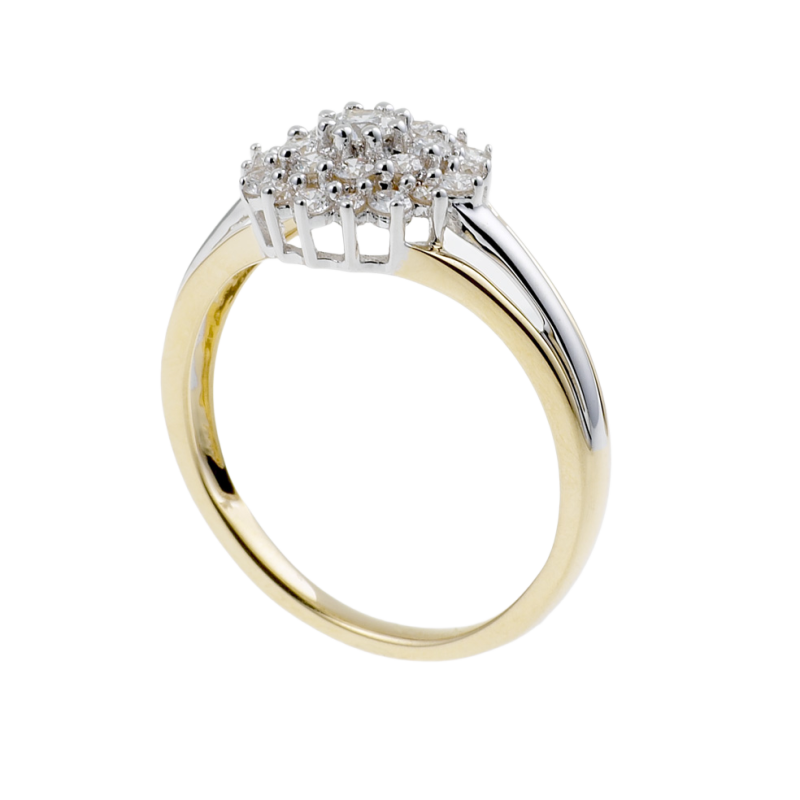 Bague en or jaune rhodié et diamants