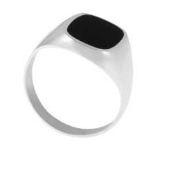 Chevalière en or gris et onyx