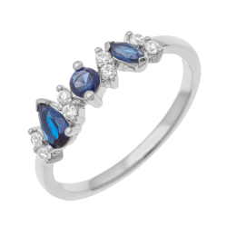 Bague en platine, saphirs et diamants