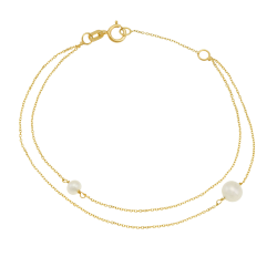 Bracelet en or jaune, perles de culture
