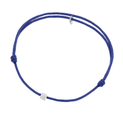 Bracelet cordon bleu en or gris, oxyde de zirconium