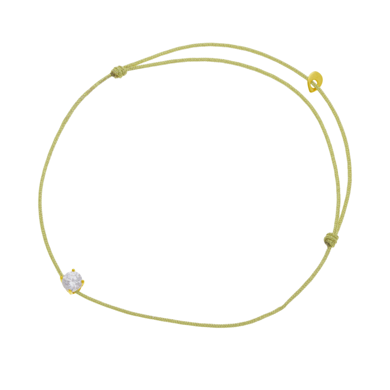 Bracelet cordon doré en or jaune, oxyde de zirconium
