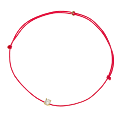 Bracelet cordon fuchsia en or jaune, oxyde de zirconium