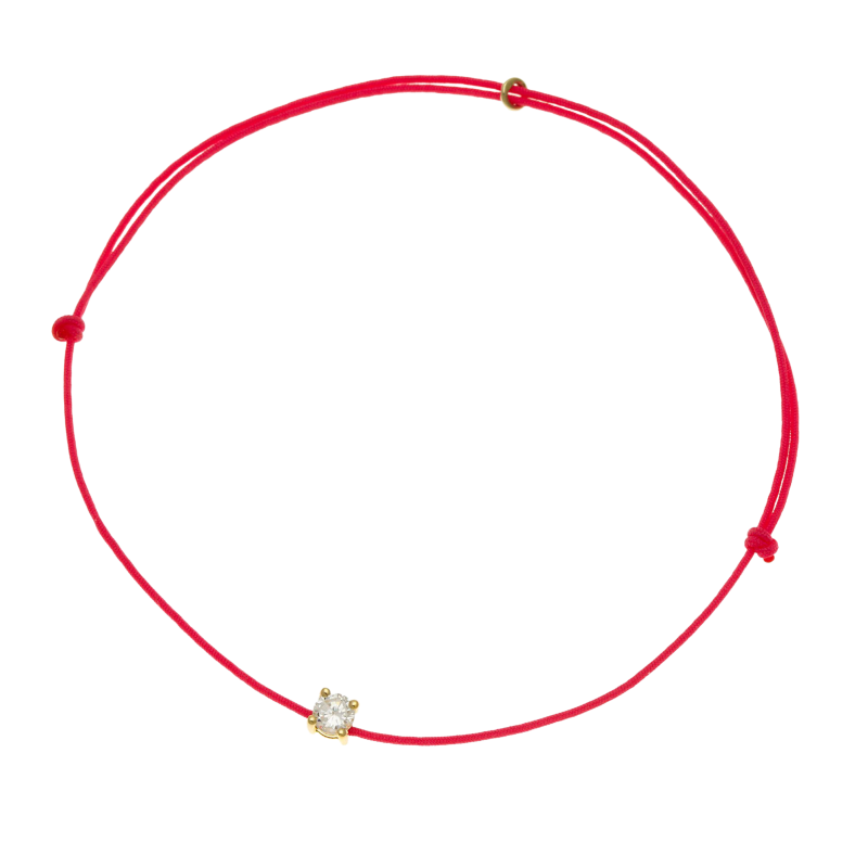 Bracelet cordon fuchsia en or jaune, oxyde de zirconium