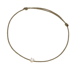 Bracelet cordon kaki en or jaune, oxyde de zirconium