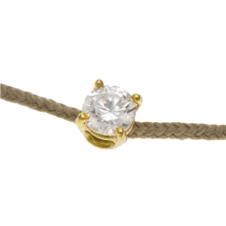 Bracelet cordon kaki en or jaune, oxyde de zirconium