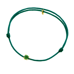 Bracelet cordon vert foncé en or jaune, oxyde de zirconium