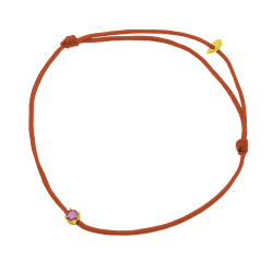 Bracelet cordon rouge en or jaune, oxyde de zirconium