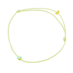 Bracelet cordon vert clair en or jaune, oxyde de zirconium