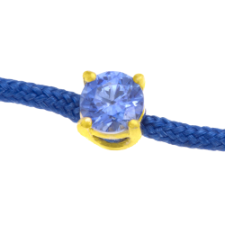 Bracelet cordon bleu marine en or jaune, oxyde de zirconium
