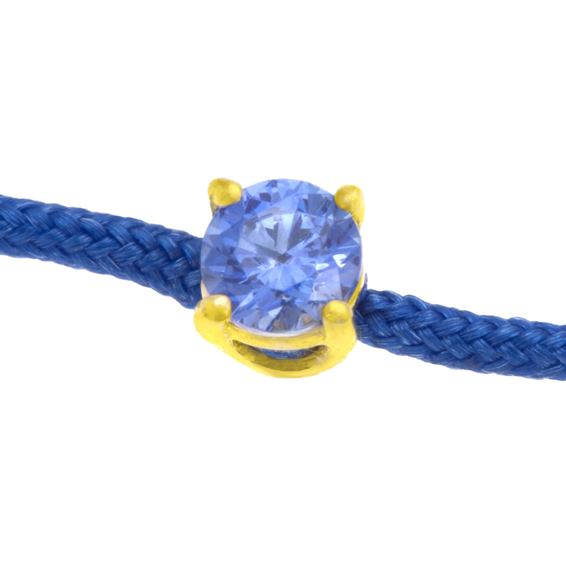 Bracelet cordon bleu marine en or jaune, oxyde de zirconium