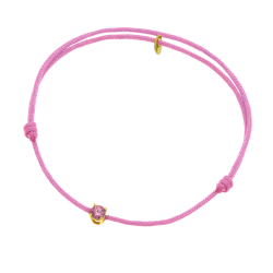 Bracelet cordon rose en or jaune, oxyde de zirconium