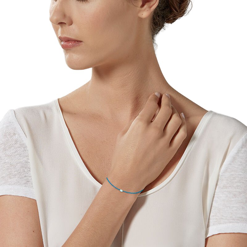 Bracelet cordon bleu glacial en or jaune, oxyde de zirconium