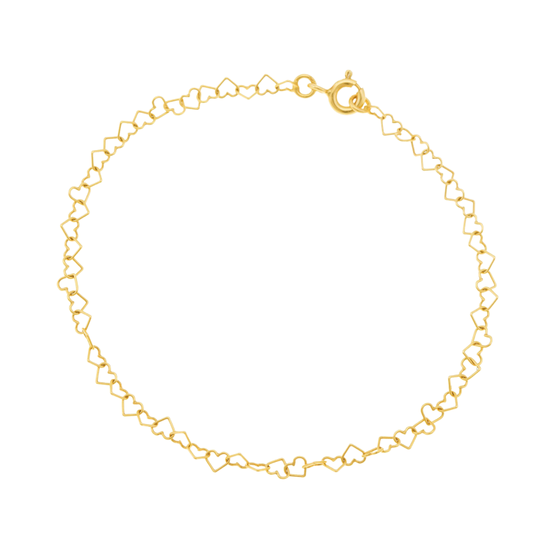 Bracelet en or jaune, coeurs