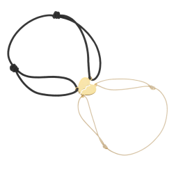 Bracelets cordons en or jaune, coeur sécable