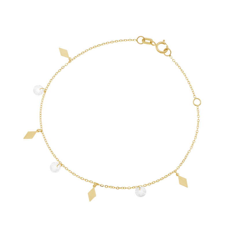 Bracelet or jaune et oxydes de zirconium