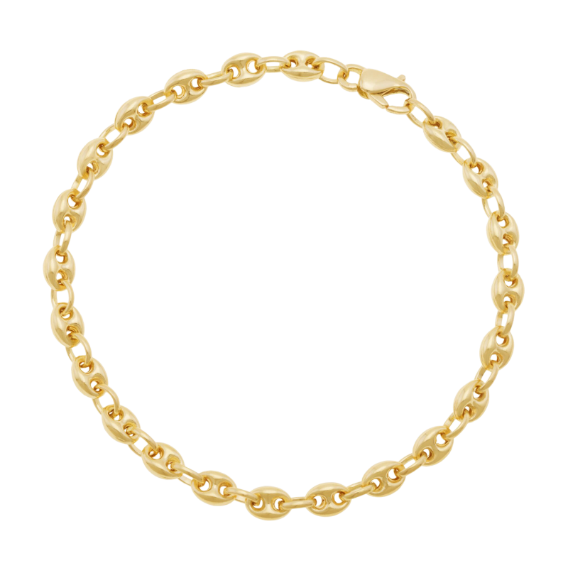 Bracelet en or jaune, maille grain de café