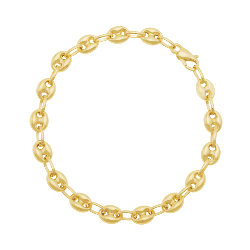 Bracelet en or jaune, maille grain de café