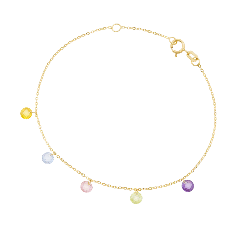 Bracelet en or jaune et oxydes de zirconium briolette