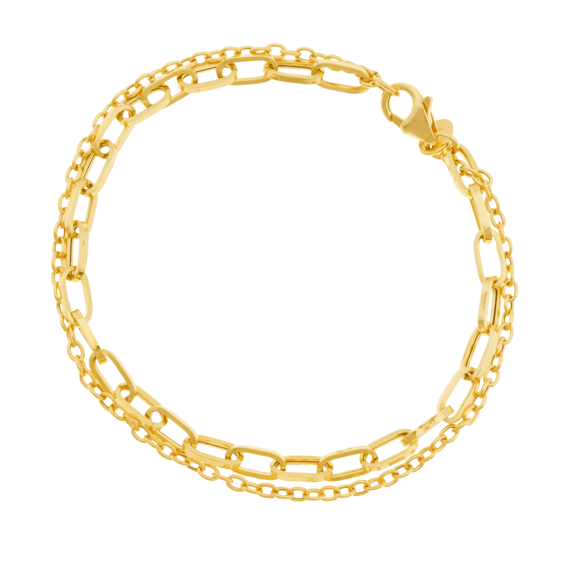 Bracelet en or jaune, double chaîne