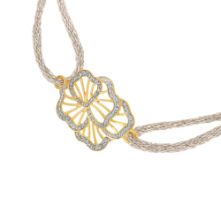 Bracelet cordon, or jaune et laque pailletée