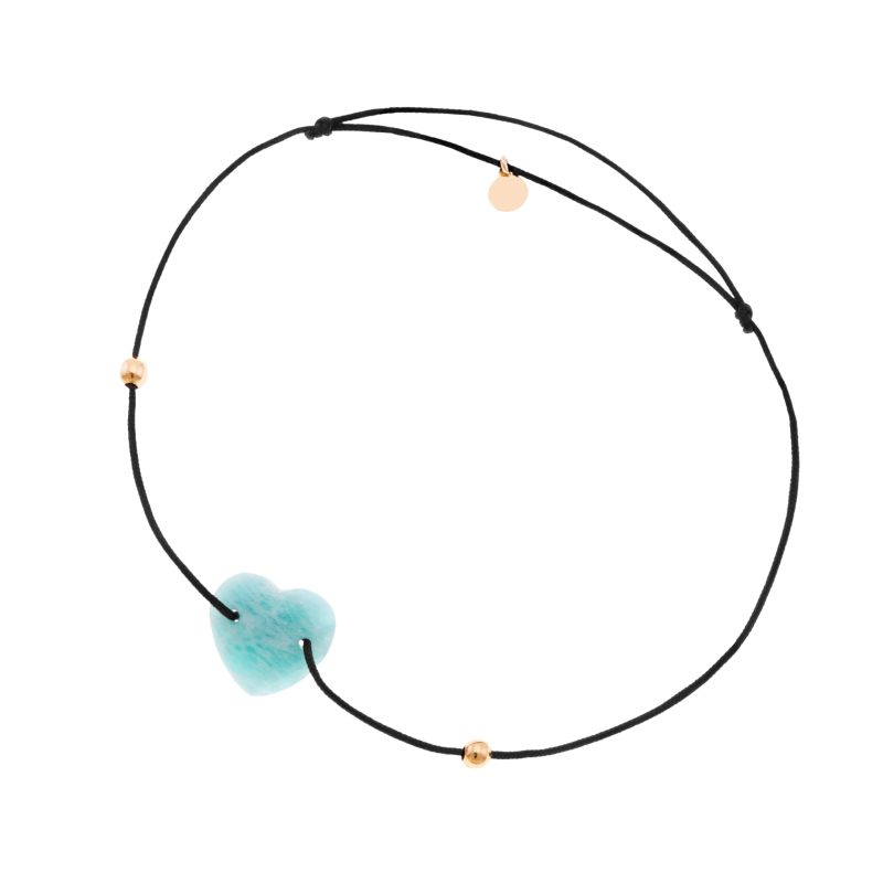 Bracelet cordon en or jaune et amazonite