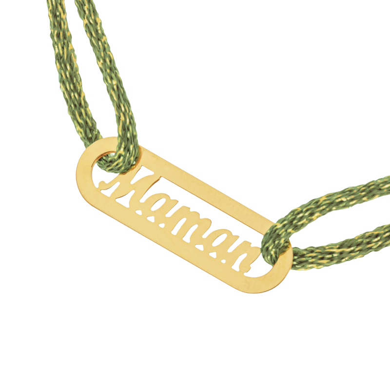 Bracelet cordon en or jaune, maman